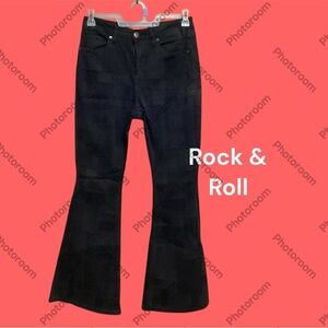 ROCK & ROLL BRAND JEANS SIZE 29” x 32”, PATCHWORK LOOK HIGH WAIST